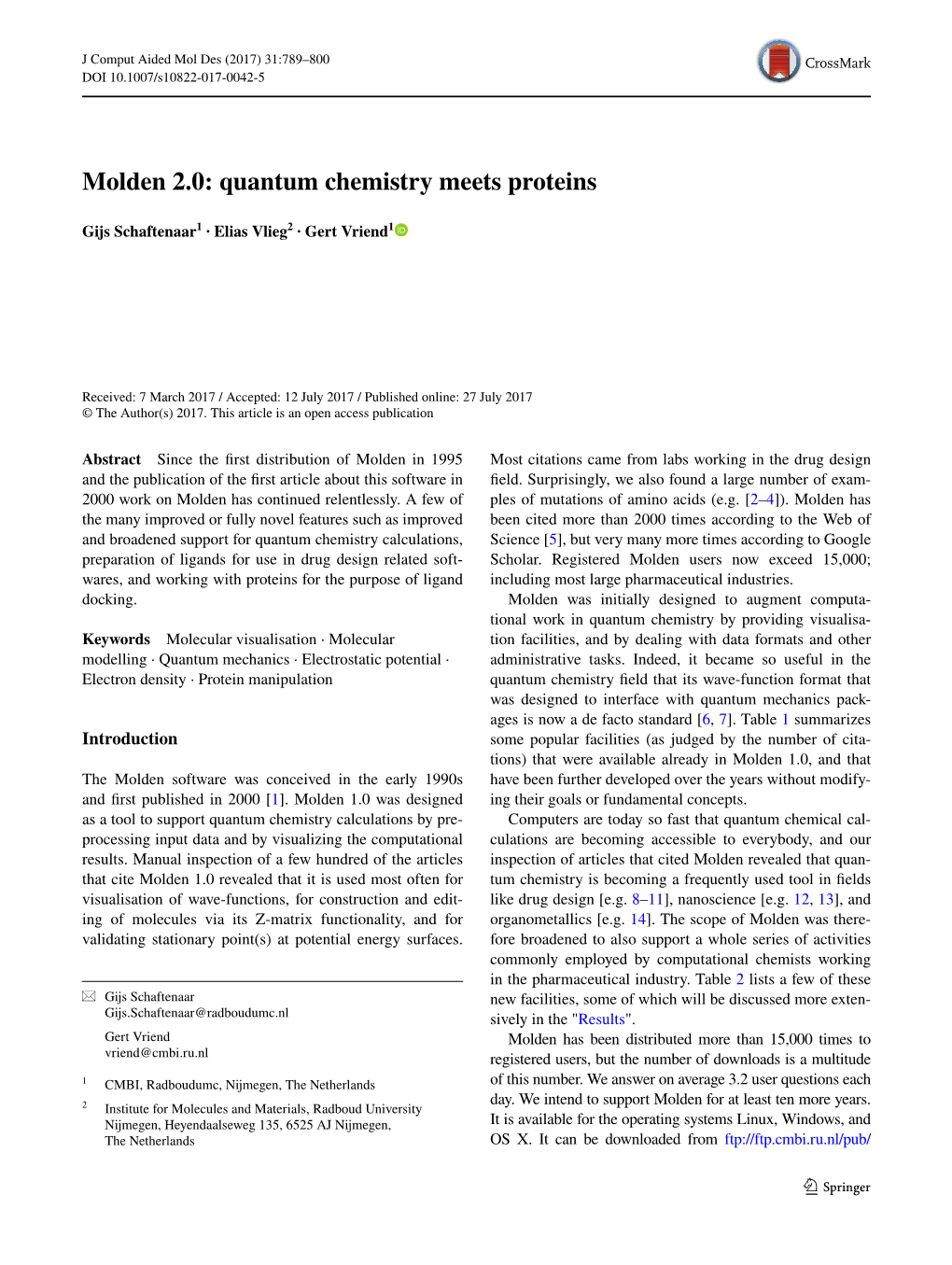 Molden 2.0: Quantum Chemistry Meets Proteins