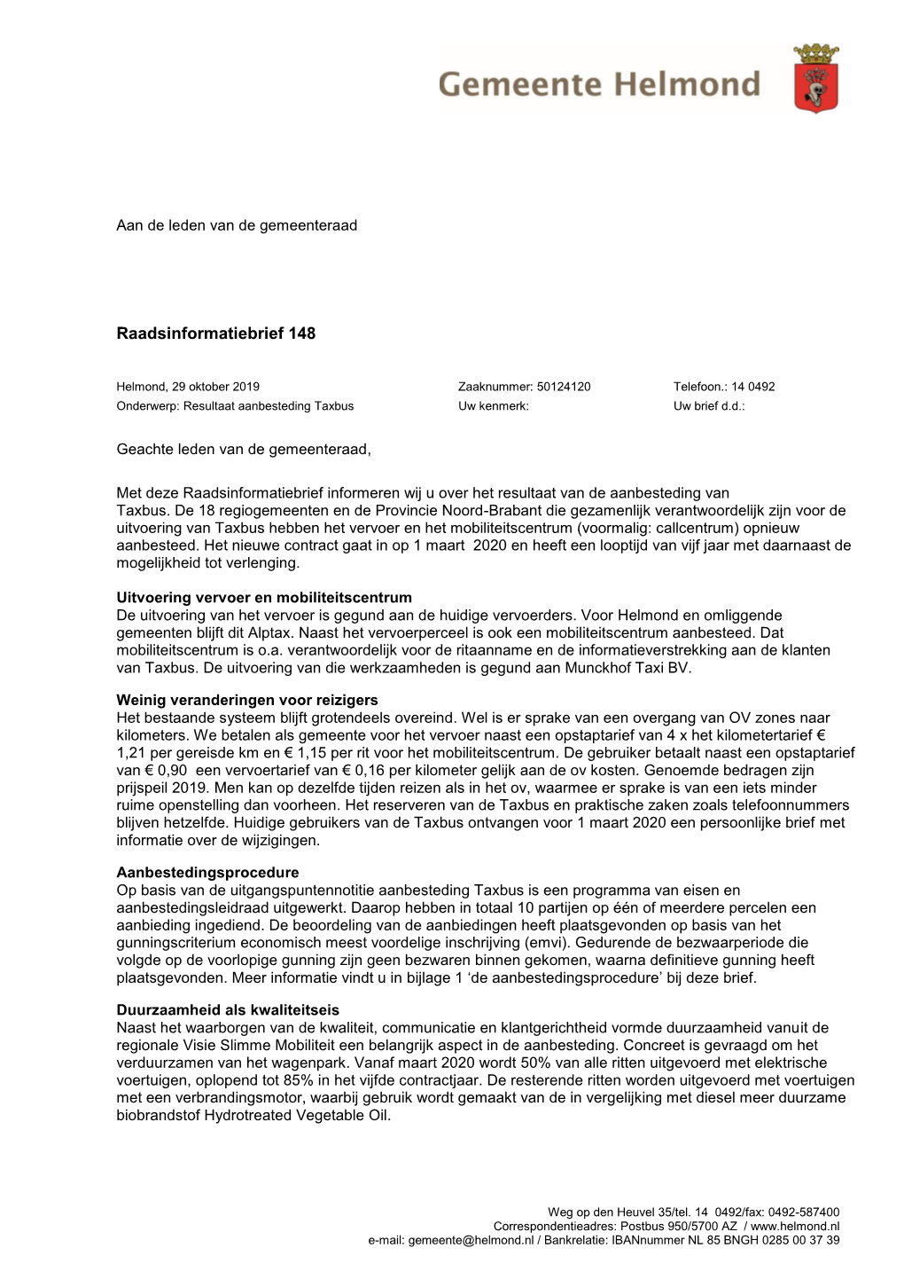 Raadsinformatiebrief 148