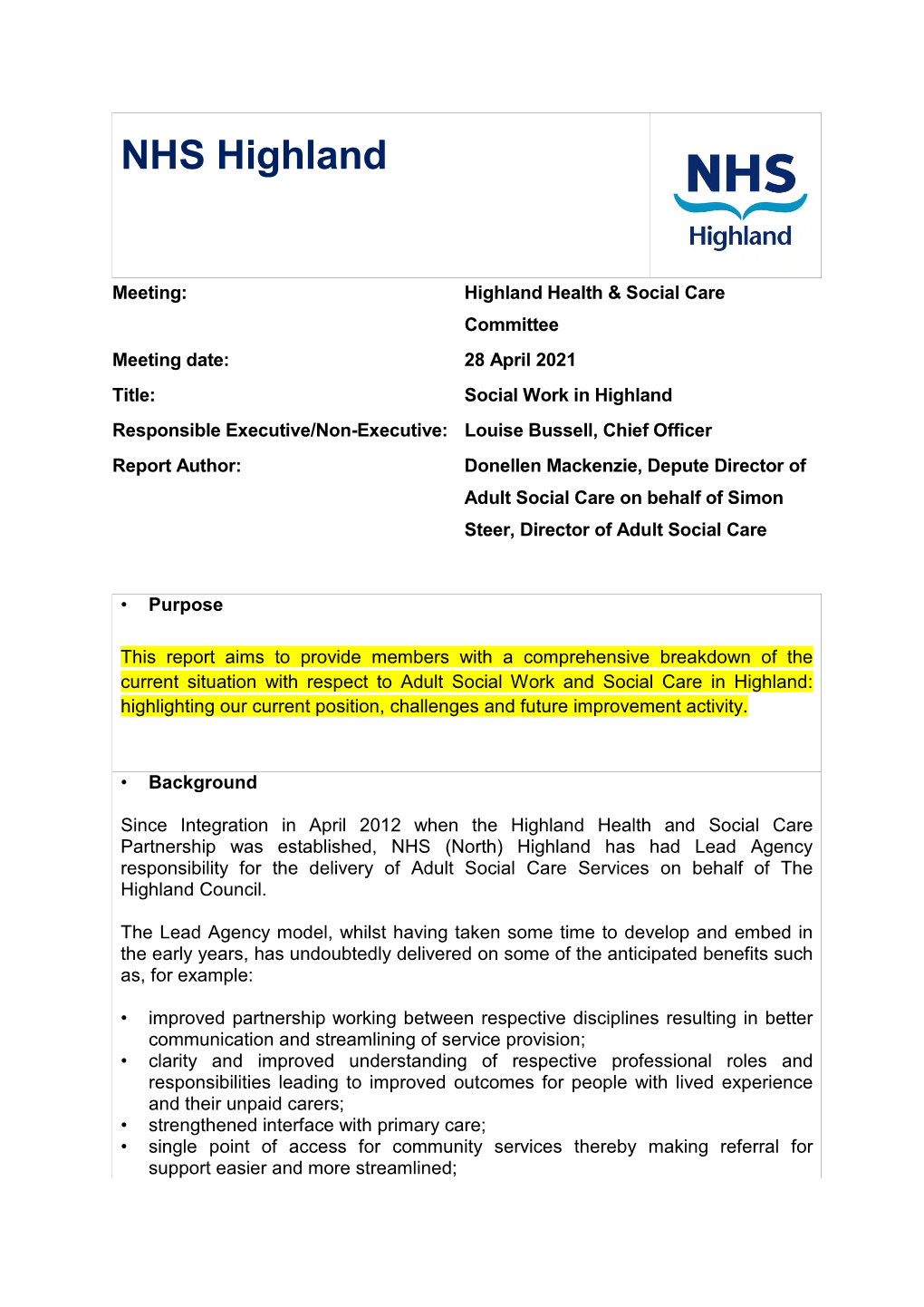 3.5 Social Work in NHS Highland