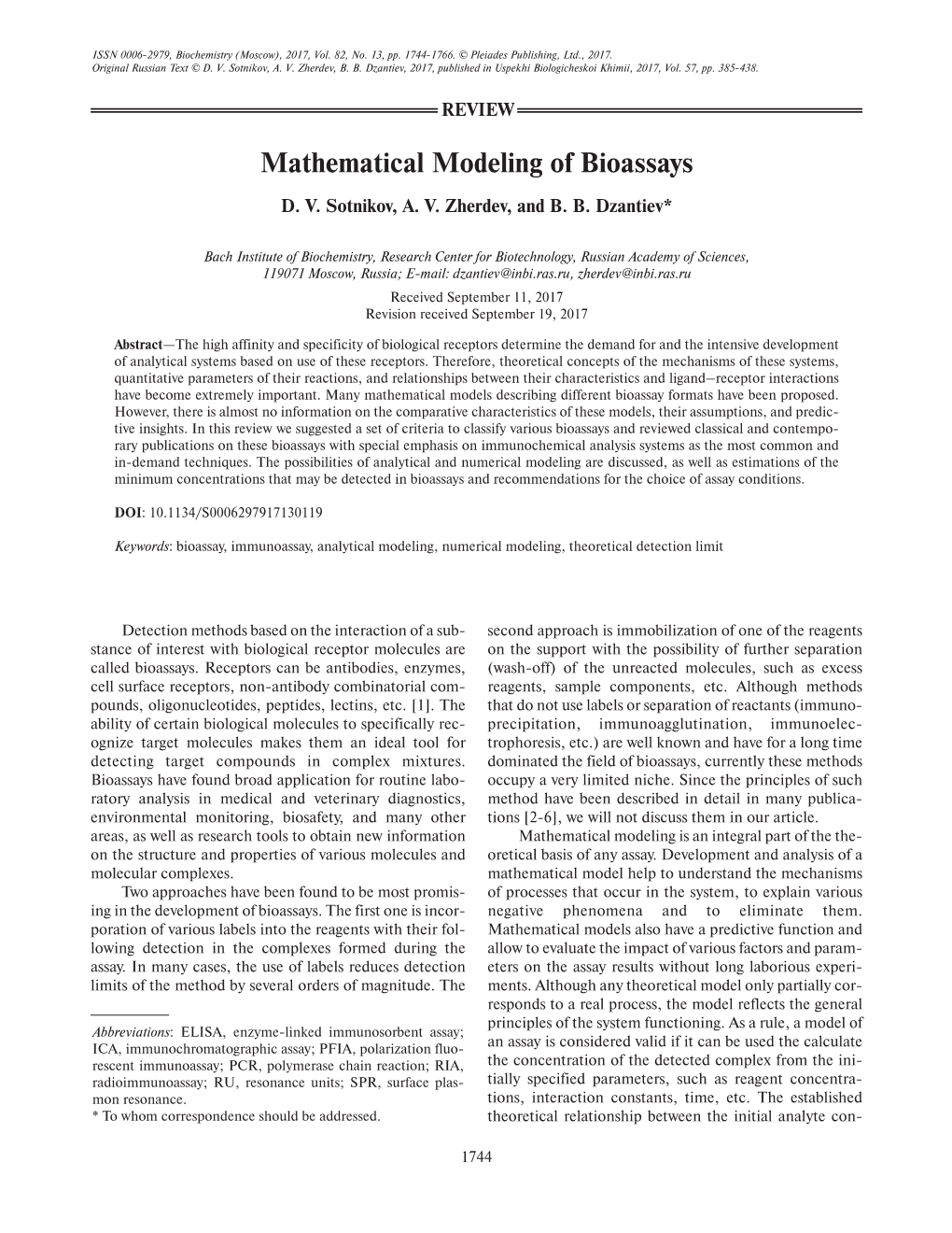 Mathematical Modeling of Bioassays