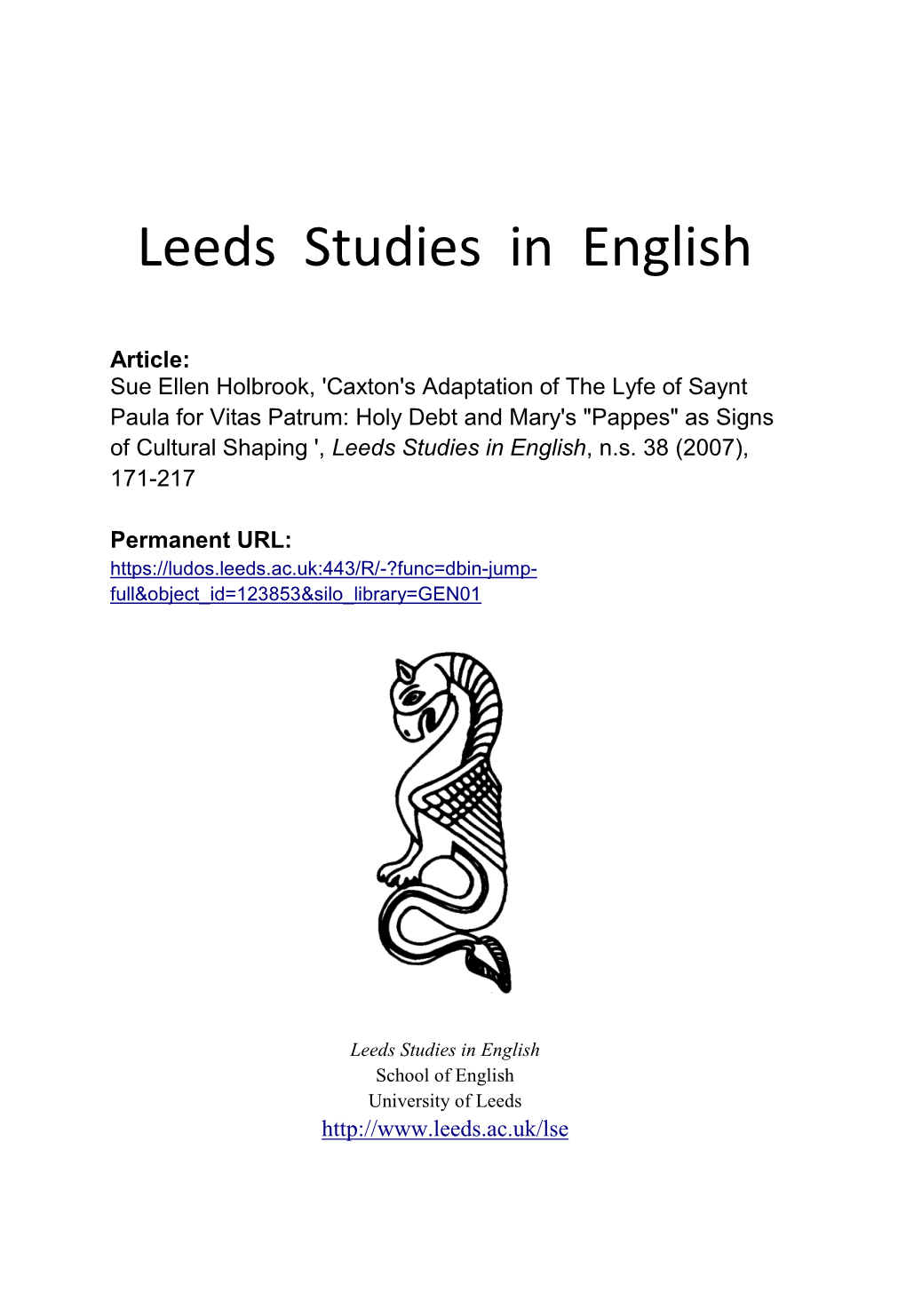 Leeds Studies in English