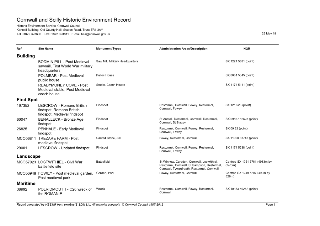 Cornwall & Scilly Historic Environment Report