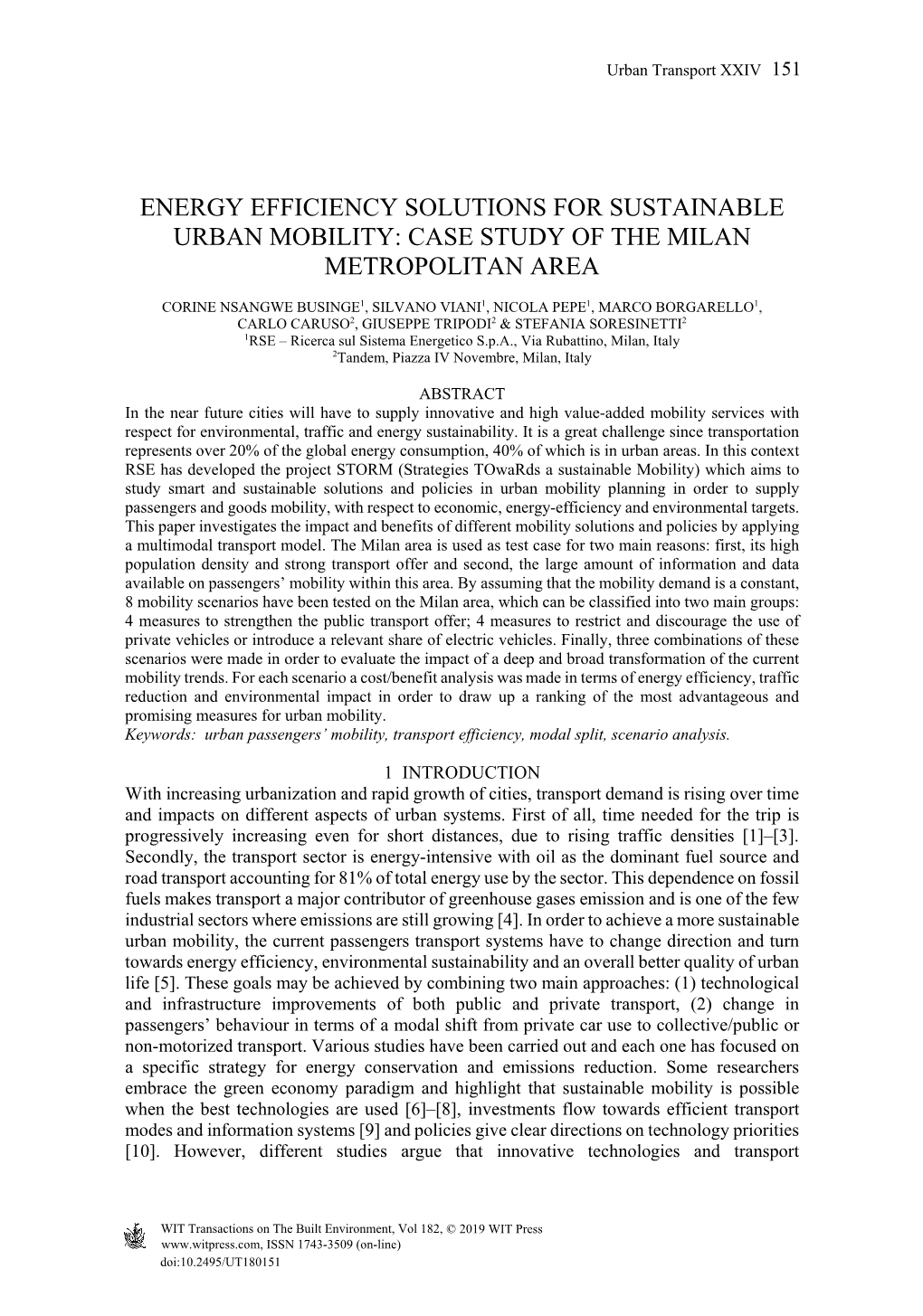 Energy Efficiency Solutions for Sustainable Urban Mobility: Case Study of the Milan Metropolitan Area