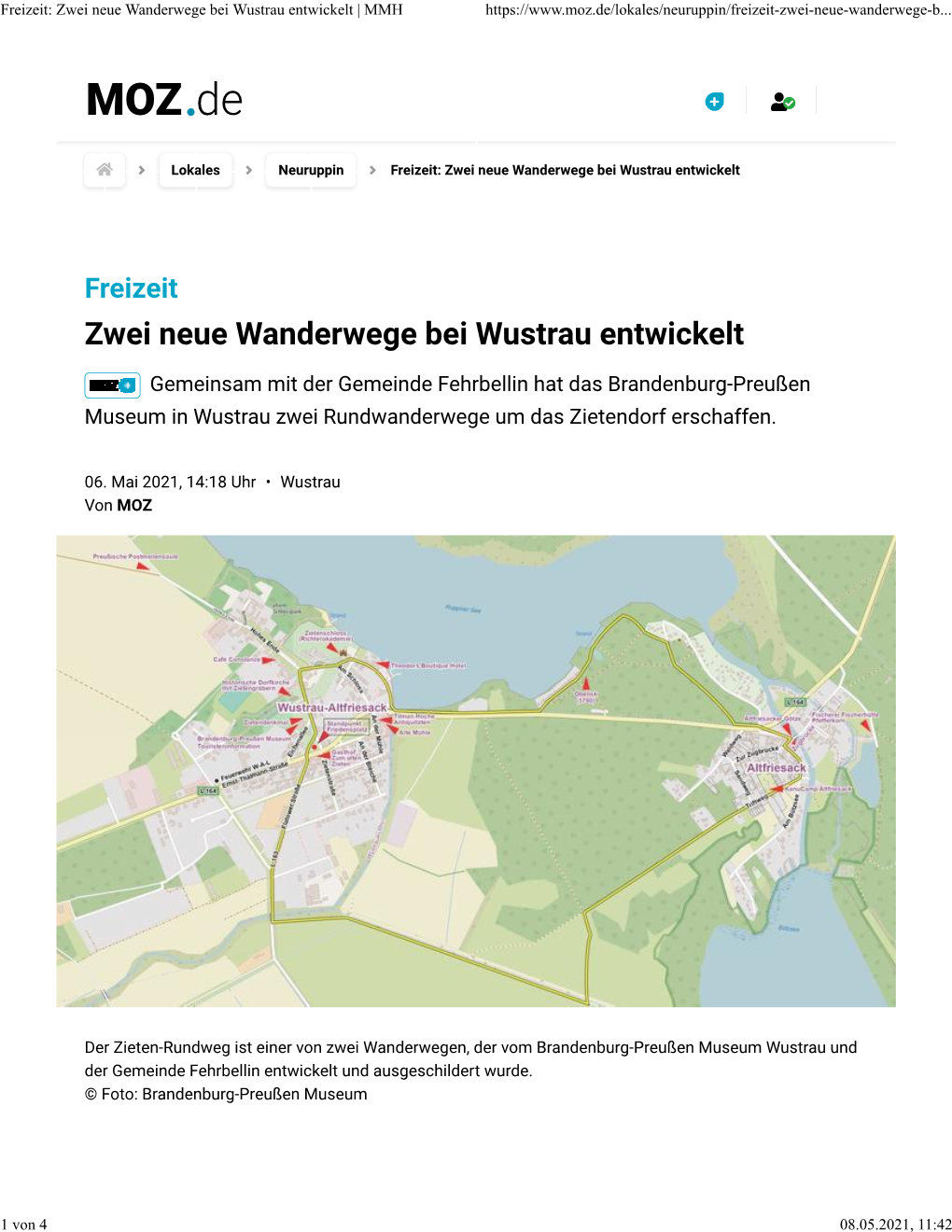 Freizeit: Zwei Neue Wanderwege Bei Wustrau Entwickelt | MMH