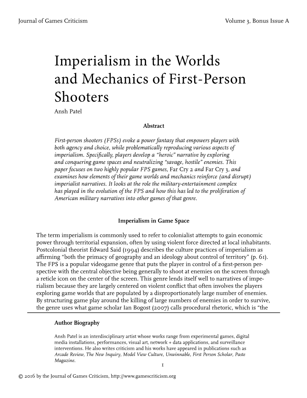 Imperialism in the Worlds and Mechanics of First-Person Shooters 2