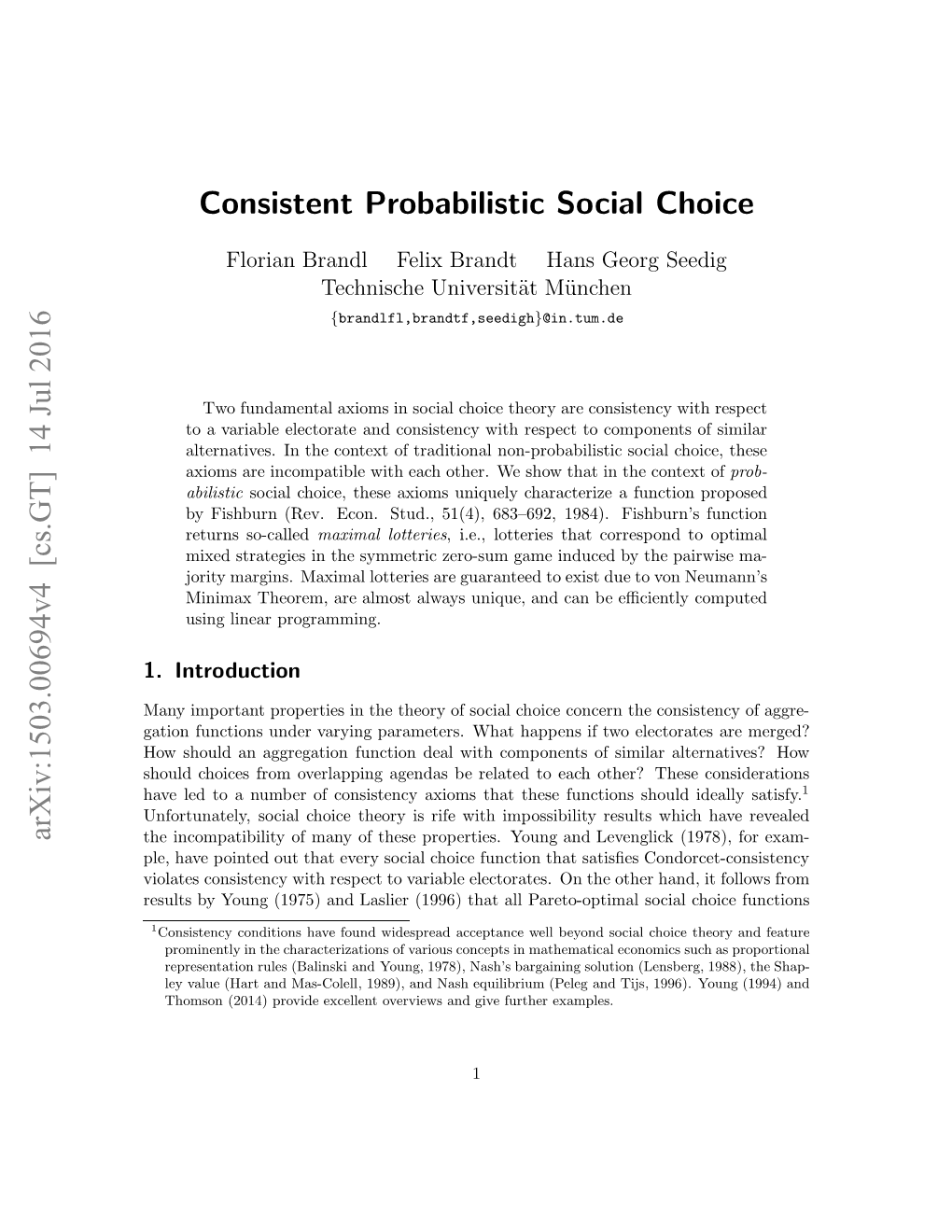 Consistent Probabilistic Social Choice