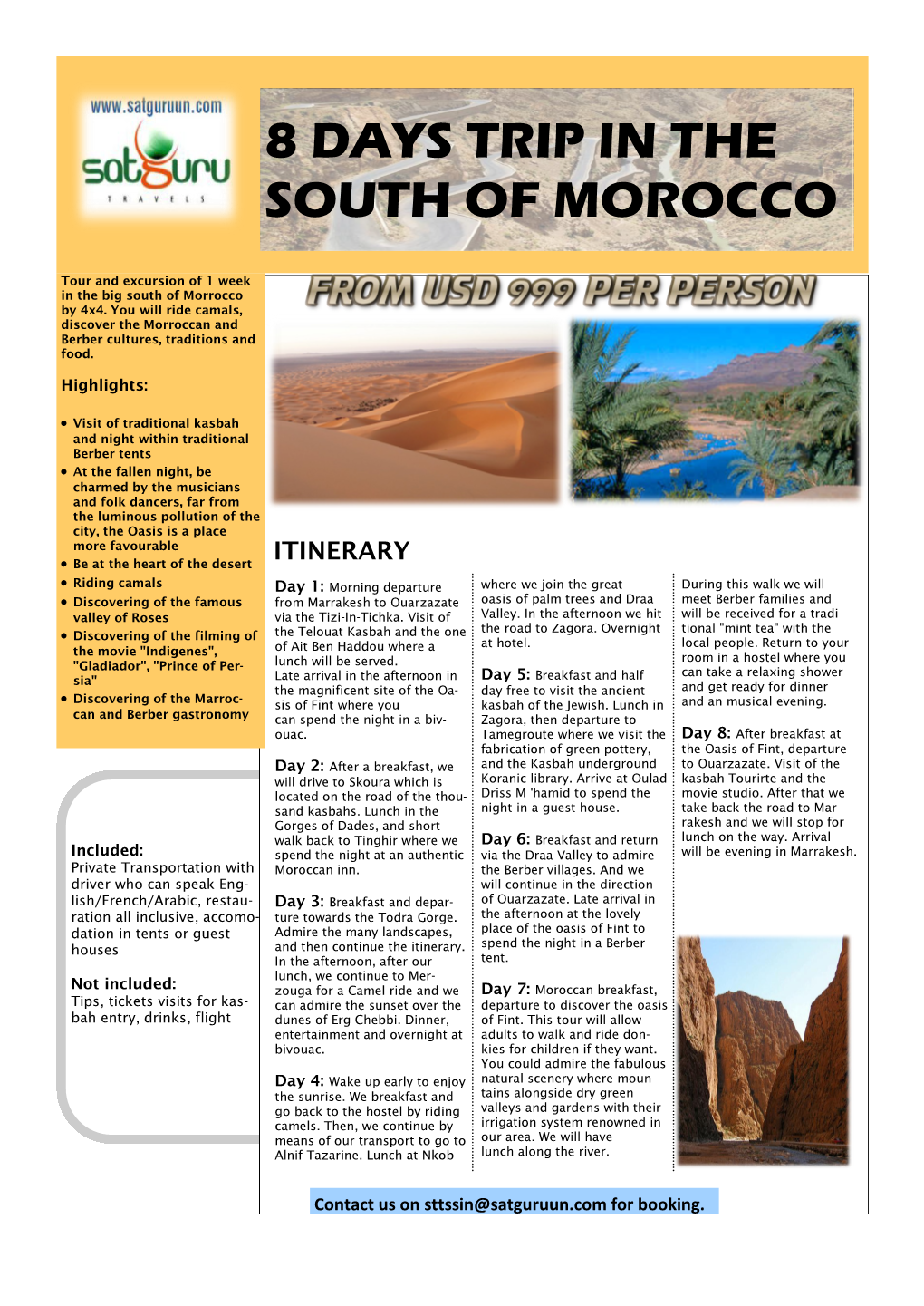 8 Days Trip in the South of Morocco