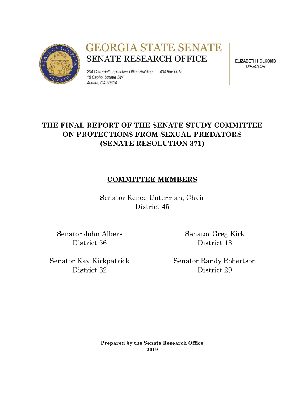 (Senate Resolution 371) Committee Members S