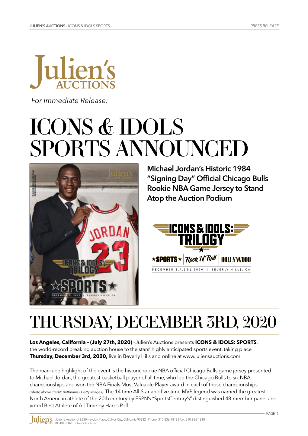 Icons & Idols Sports Announced