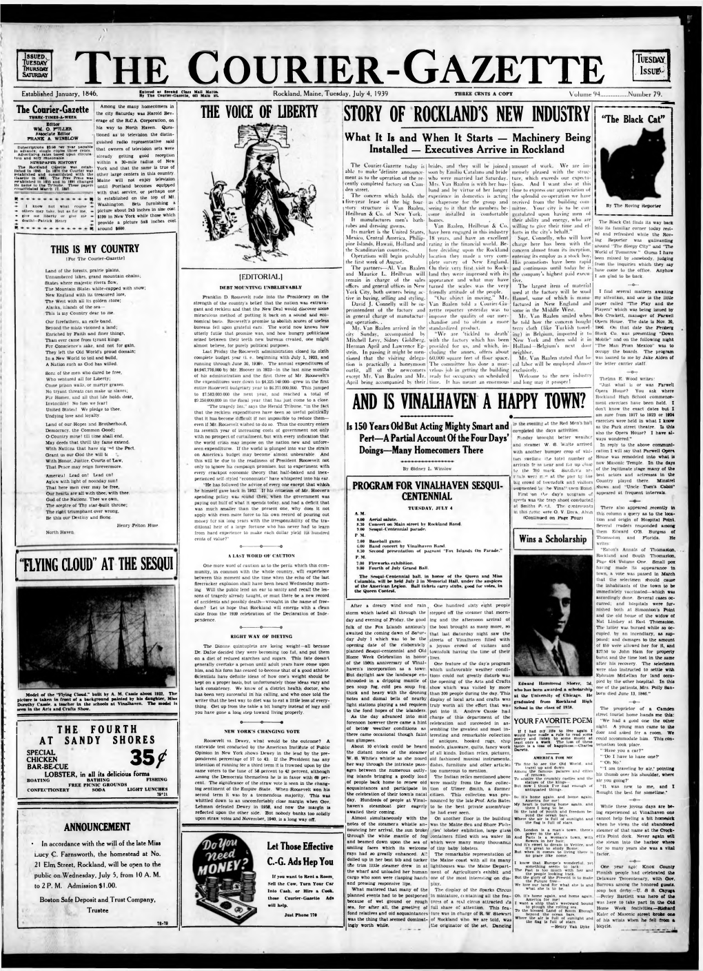 Courier Gazette : July 4, 1939