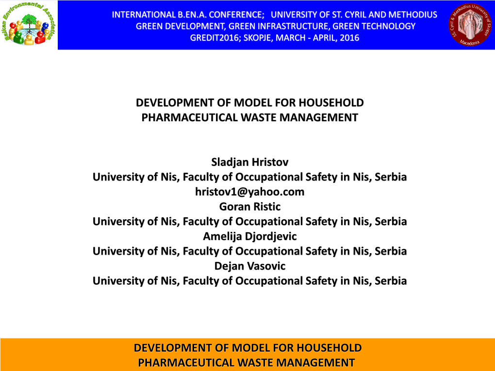 Development of Model for Household Pharmaceutical Waste Management