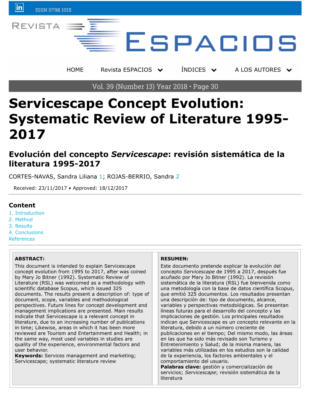 Servicescape Concept Evolution: Systematic Review of Literature 1995- 2017