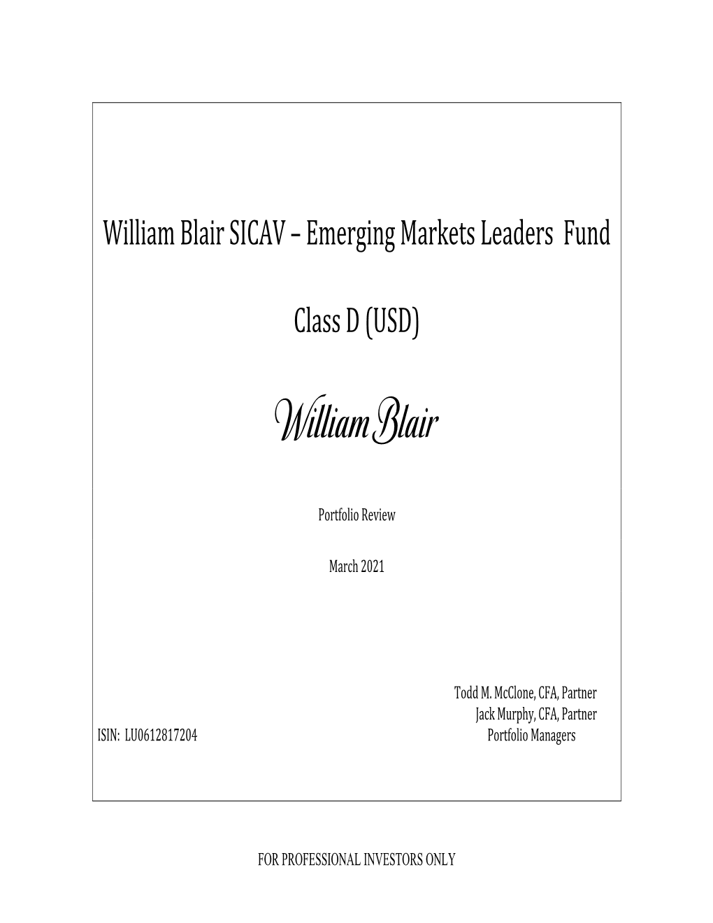 Emerging Markets Leaders Fund Class D (USD)