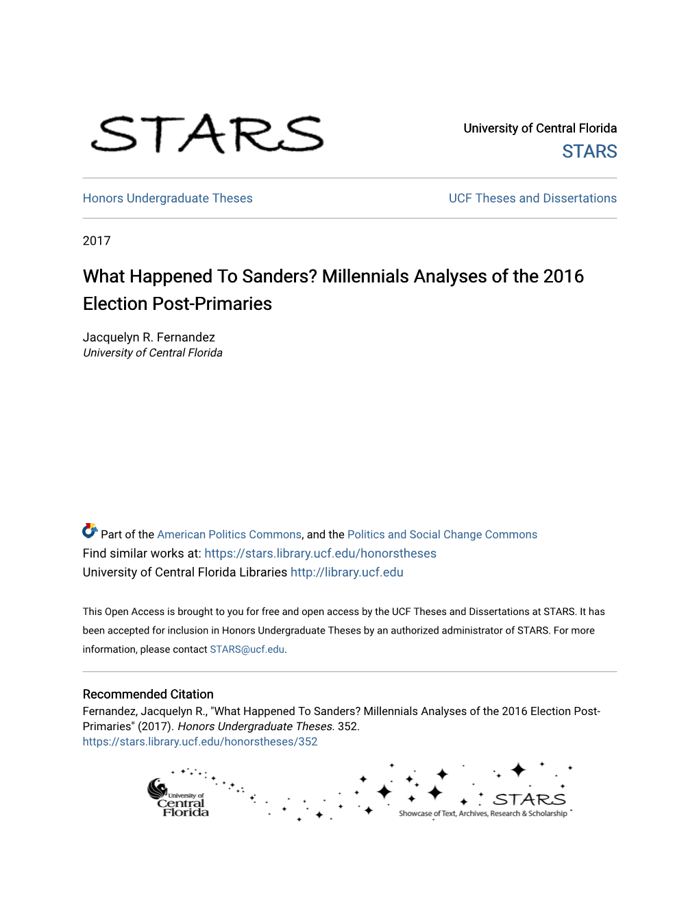 Millennials Analyses of the 2016 Election Post-Primaries