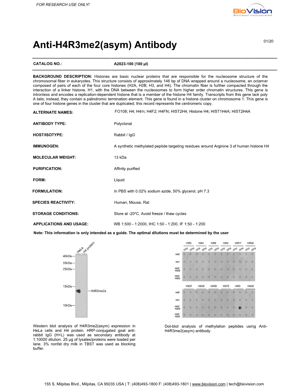 Anti-H4r3me2(Asym) Antibody