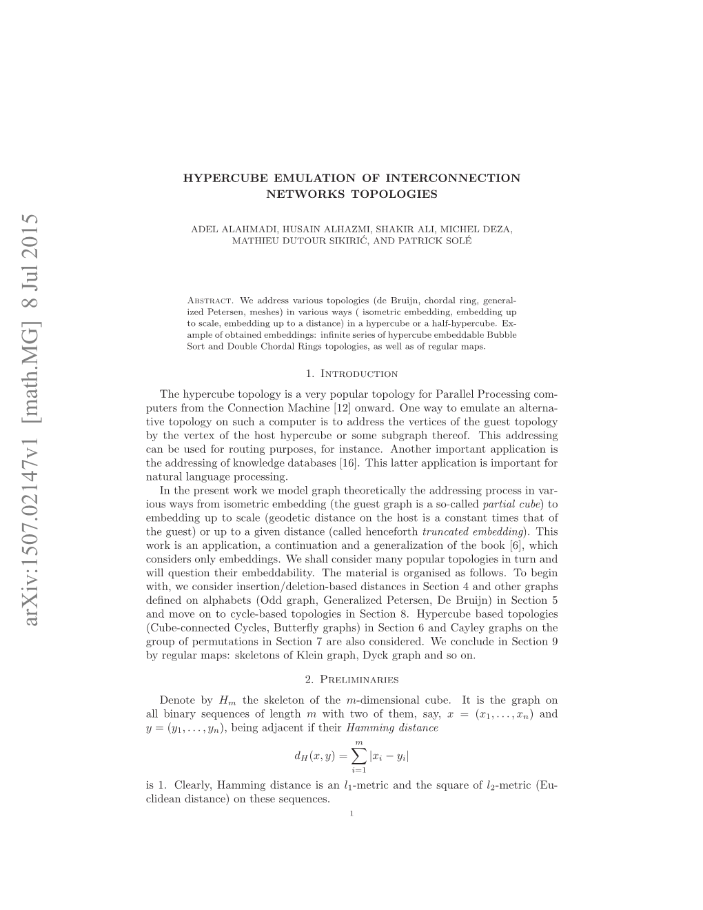 Arxiv:1507.02147V1 [Math.MG] 8 Jul 2015 L Iaysqecso Length of Sequences Binary All Yrglrmp:Seeoso Li Rp,Dc Rp N Oon