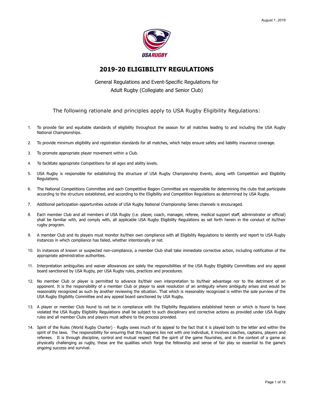 2019-20 Regulations