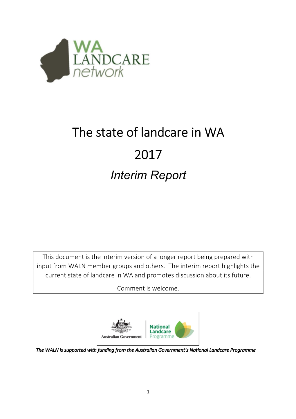 The State of Landcare in WA 2017 Interim Report