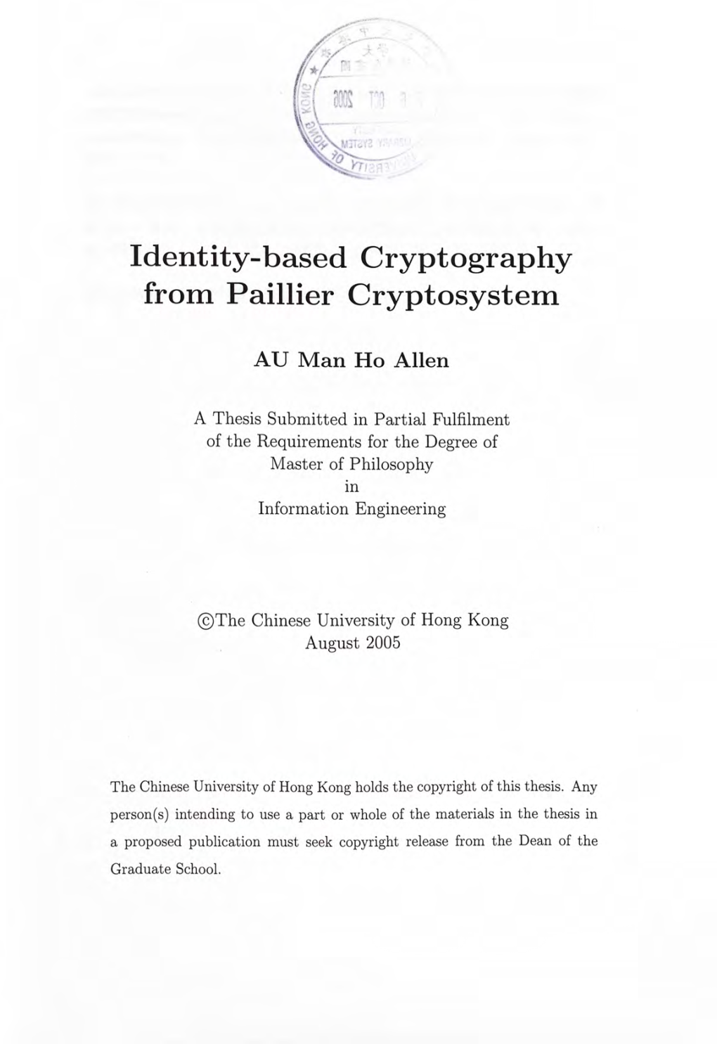 Identity-Based Cryptography from Paillier Cryptosystem