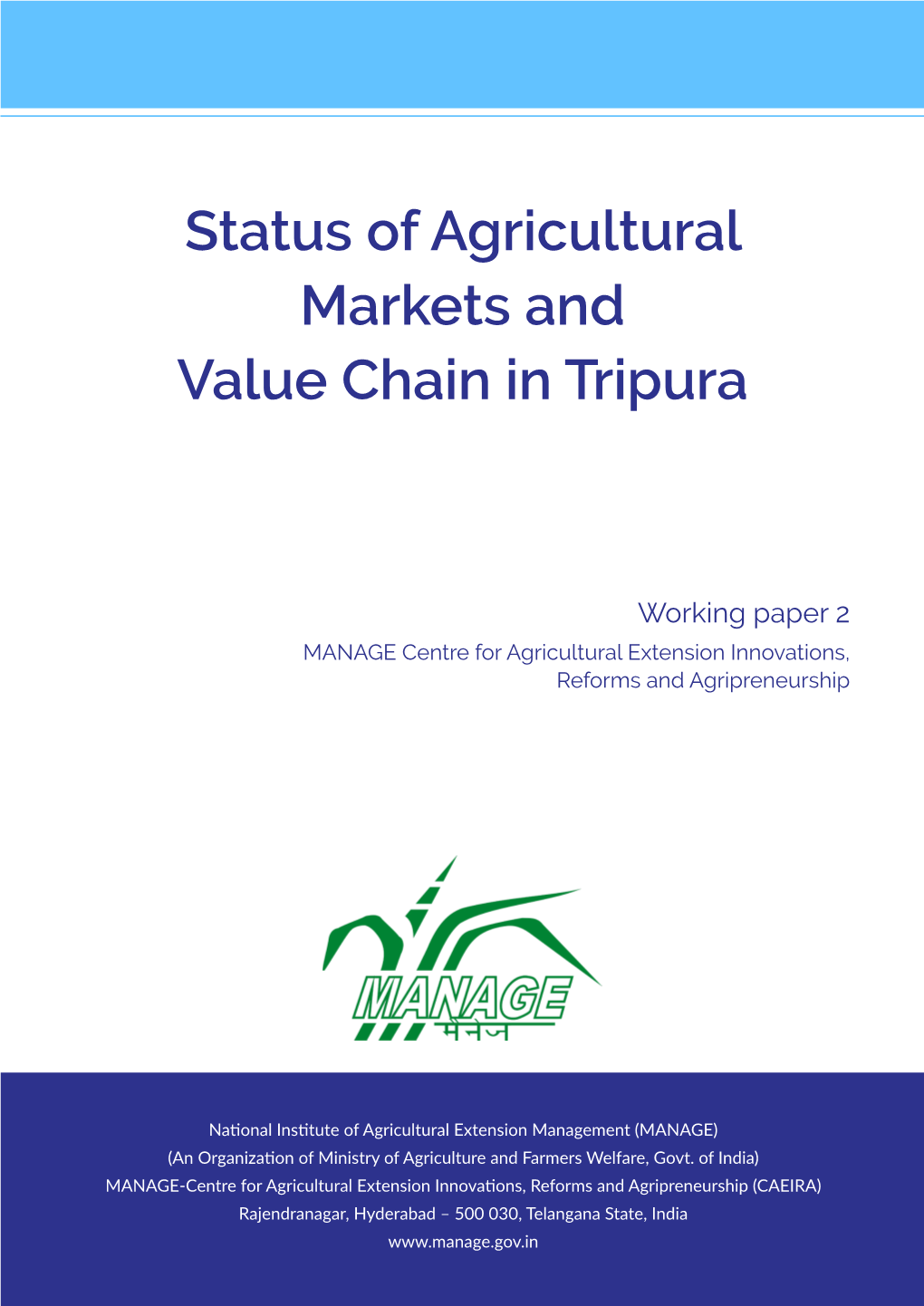 Status of Agricultural Markets and Value Chain in Tripura