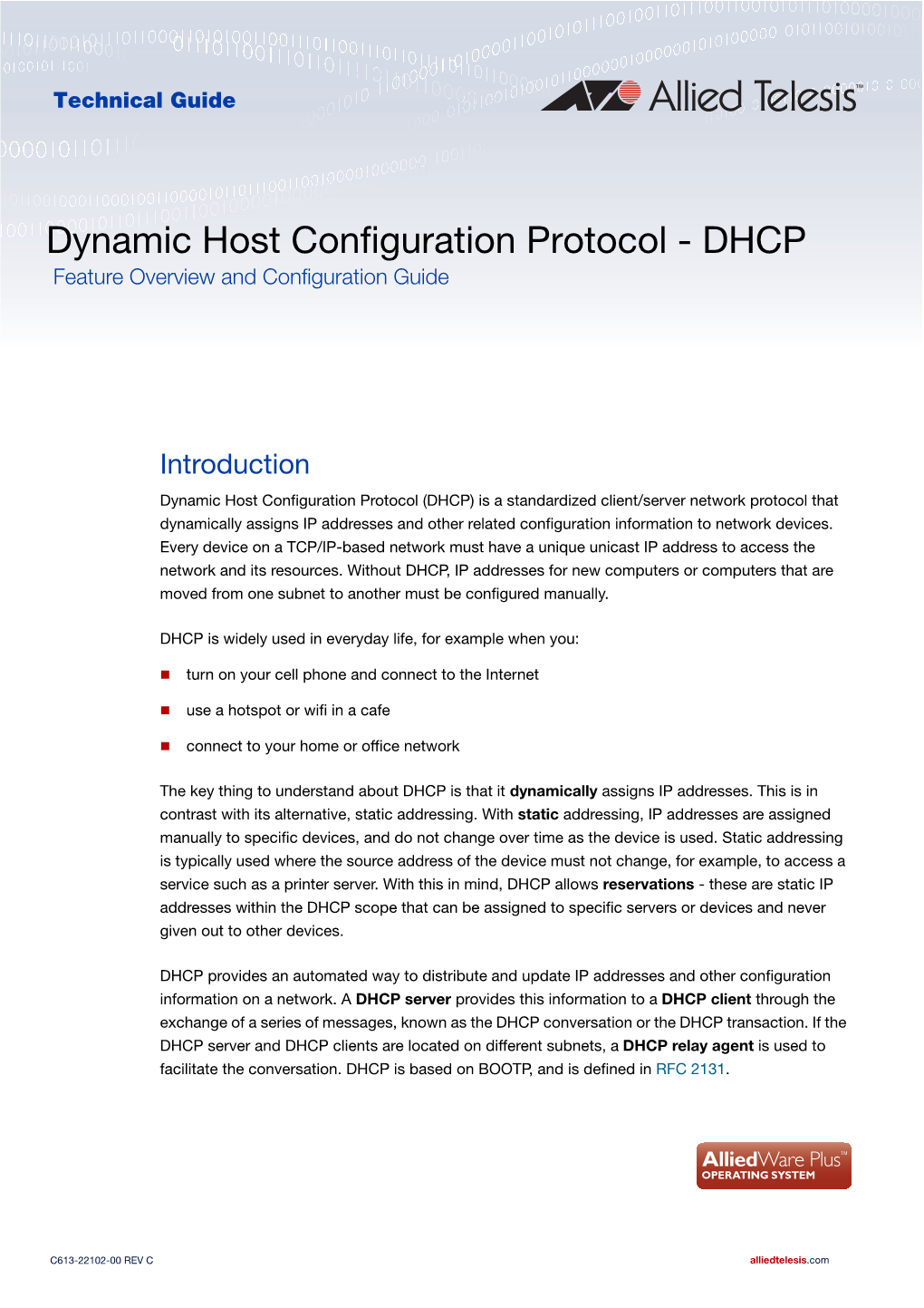 DHCP Feature Overview and Configuration Guide