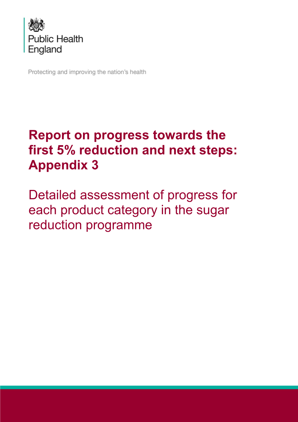 Detailed Assessment of Progress for Each Product Category in the Sugar Reduction Programme