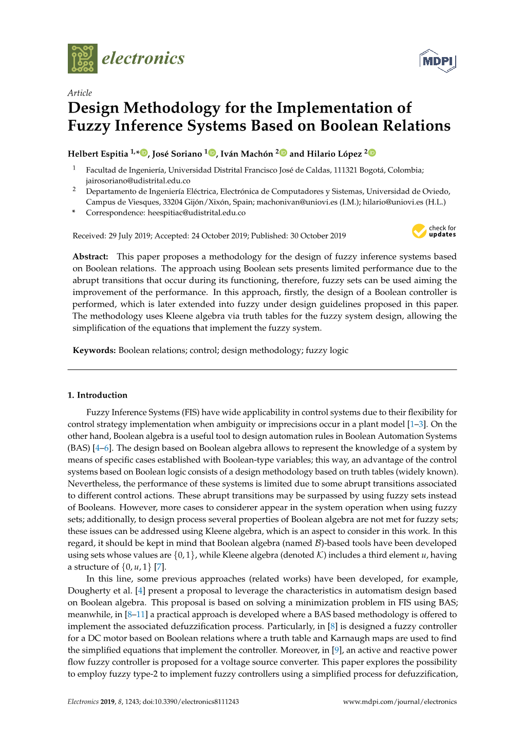 Design Methodology for the Implementation of Fuzzy Inference Systems Based on Boolean Relations