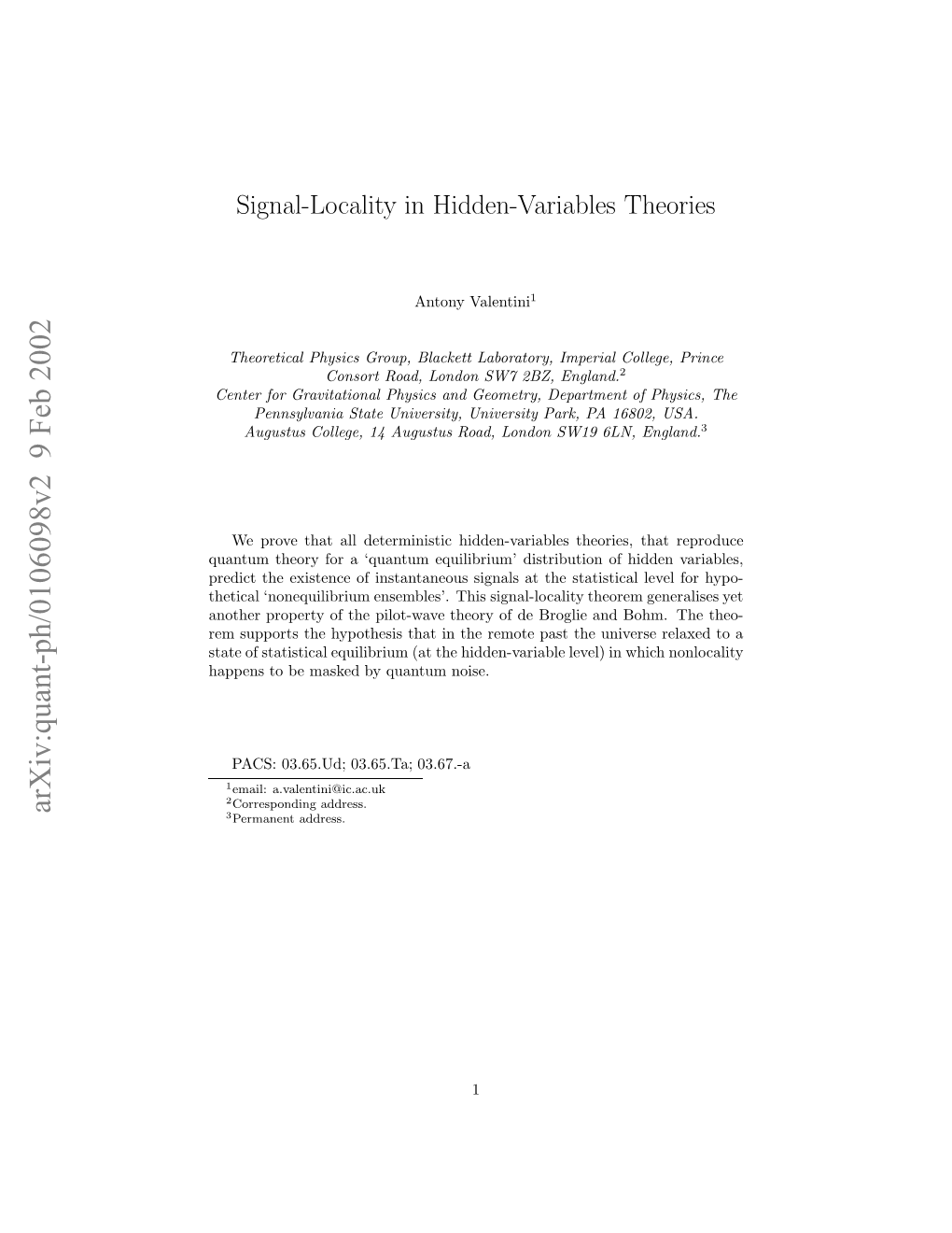 Signal-Locality in Hidden-Variables Theories