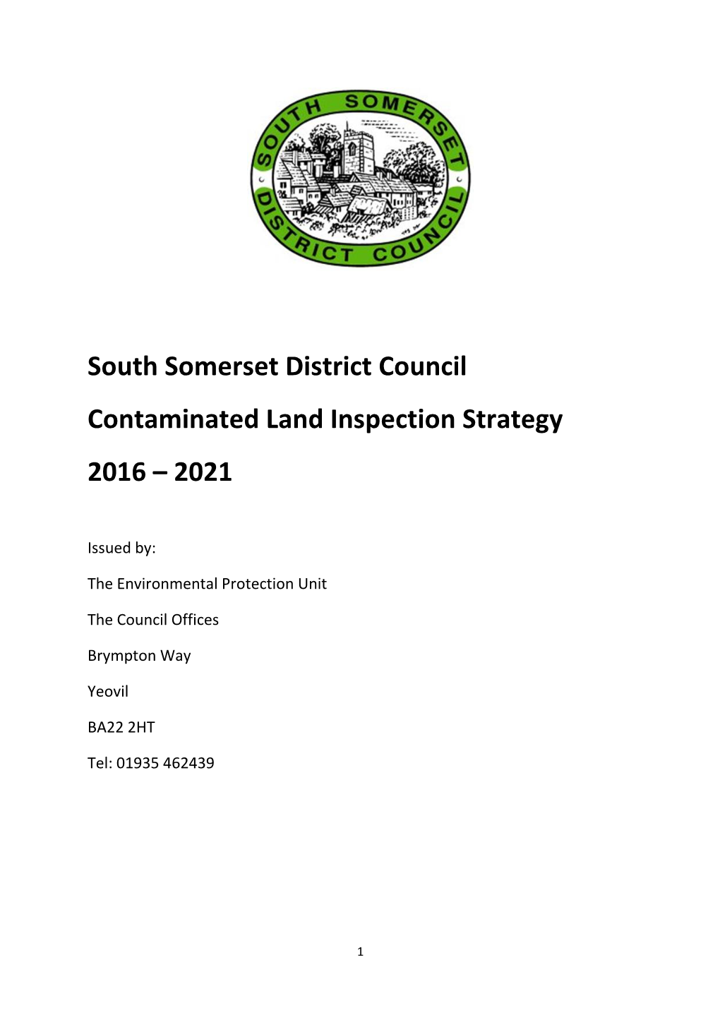 Contaminated Land Inspection Strategy 2016 – 2021