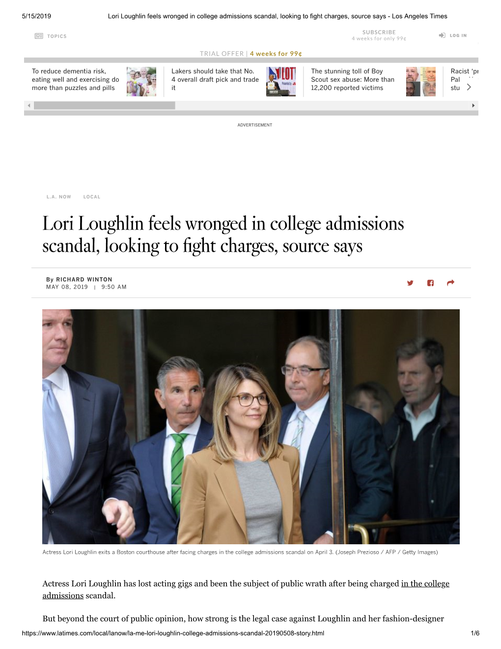 Lori Loughlin Feels Wronged in College Admissions Scandal, Looking to Fight Charges, Source Says - Los Angeles Times