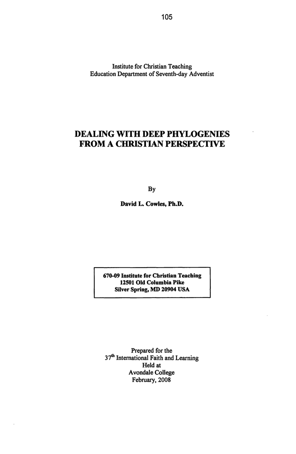 Dealing with Deep Phylogenies from a Christian Perspective