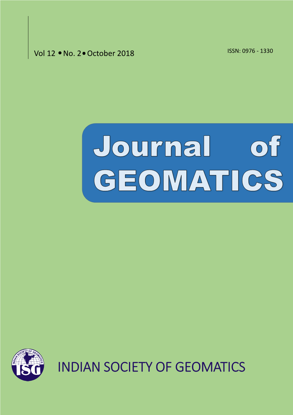 INDIAN SOCIETY of GEOMATICS I Journal of Geomatics Vol