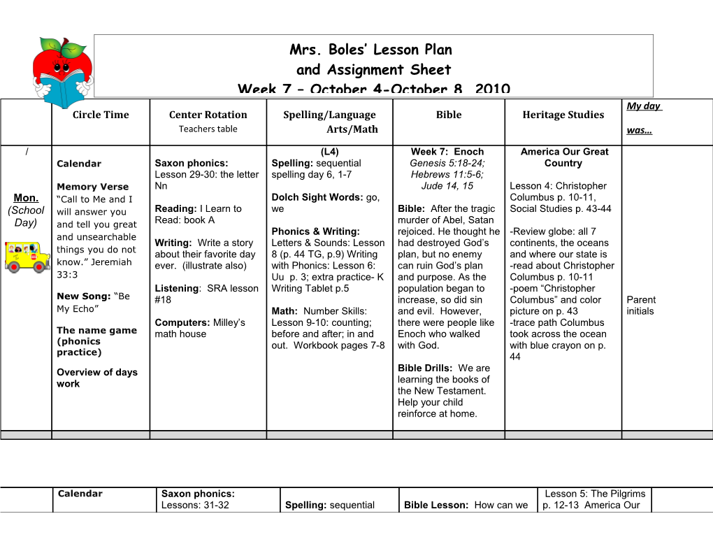 Center Rotation Teachers Table