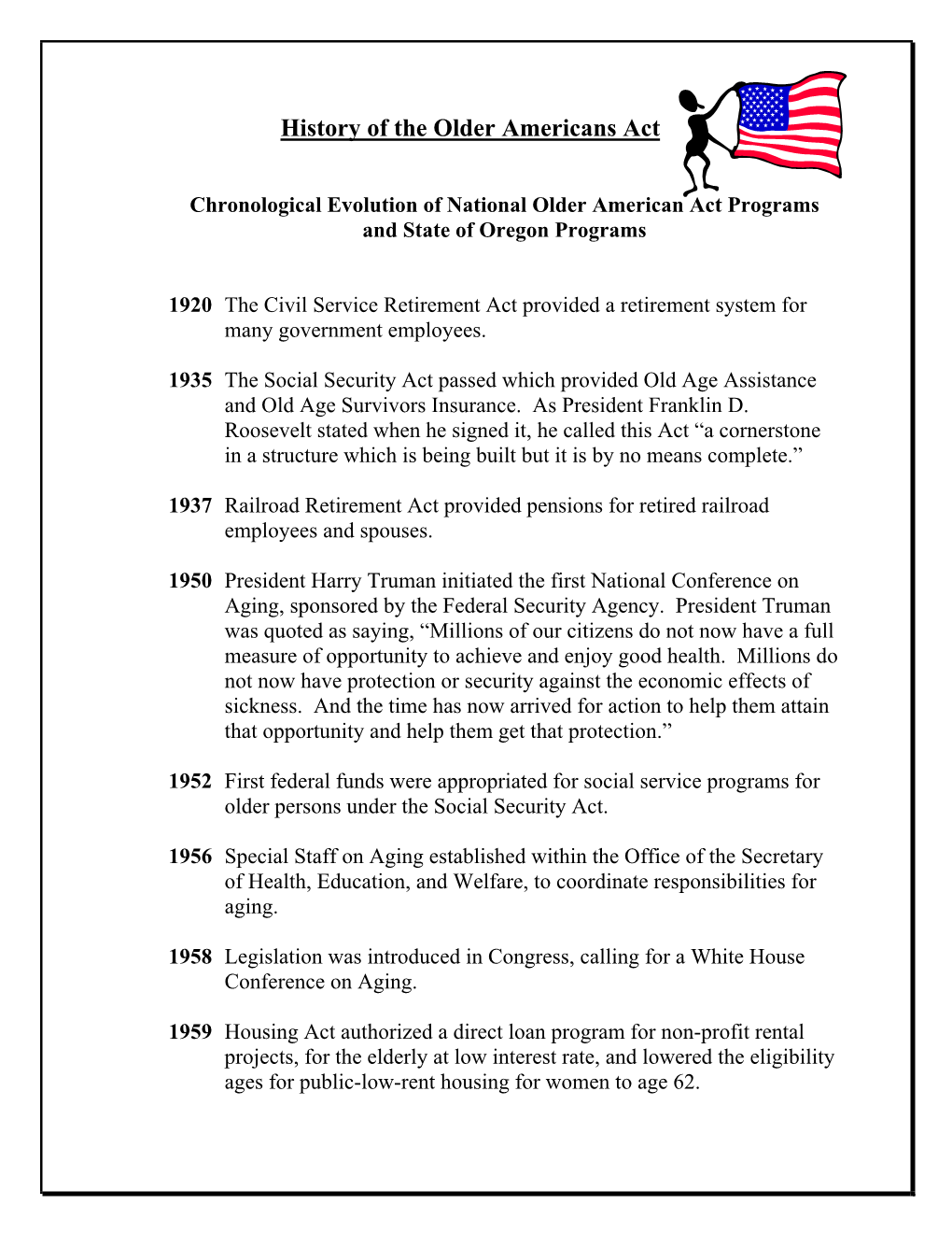History of the Older Americans Act