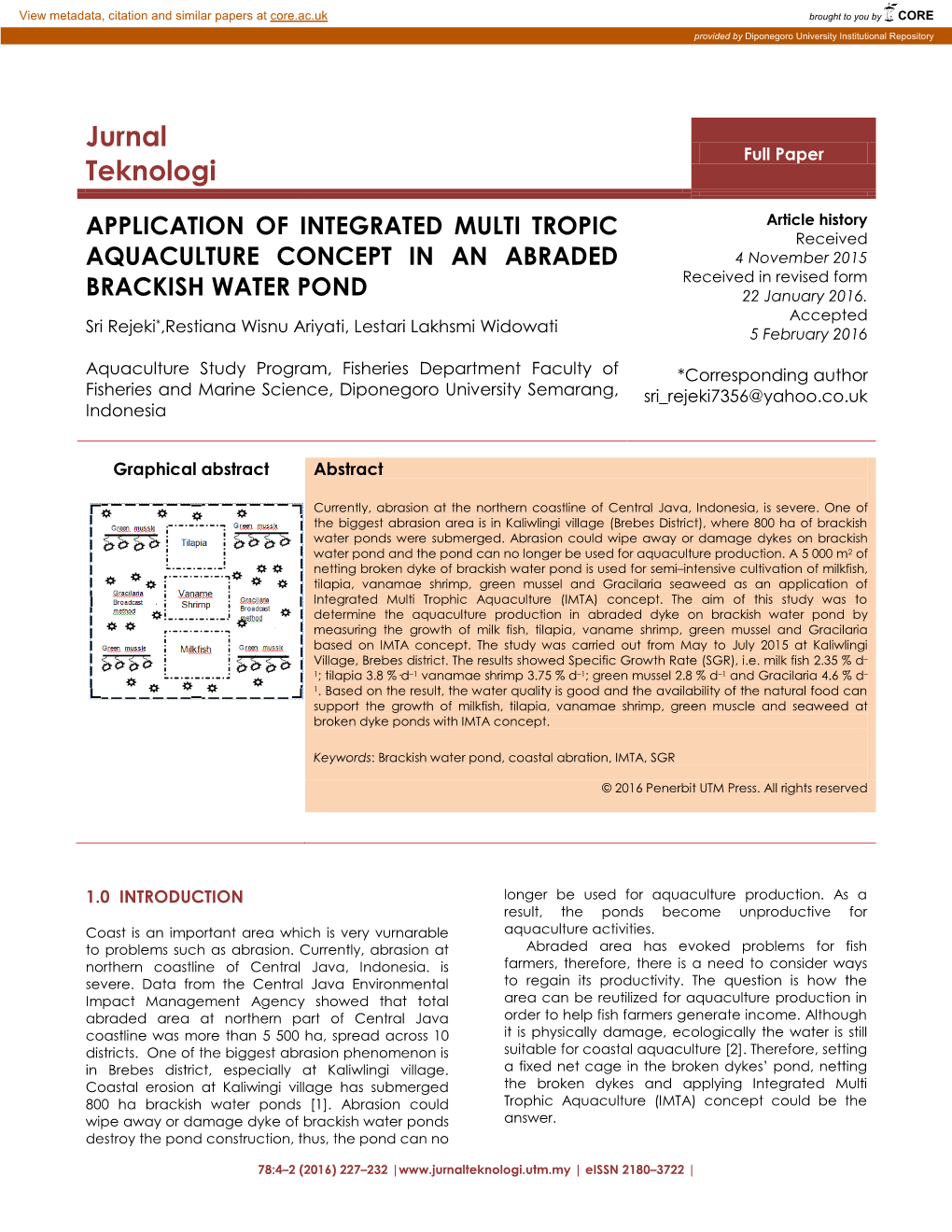 Template for for the Jurnal Teknologi