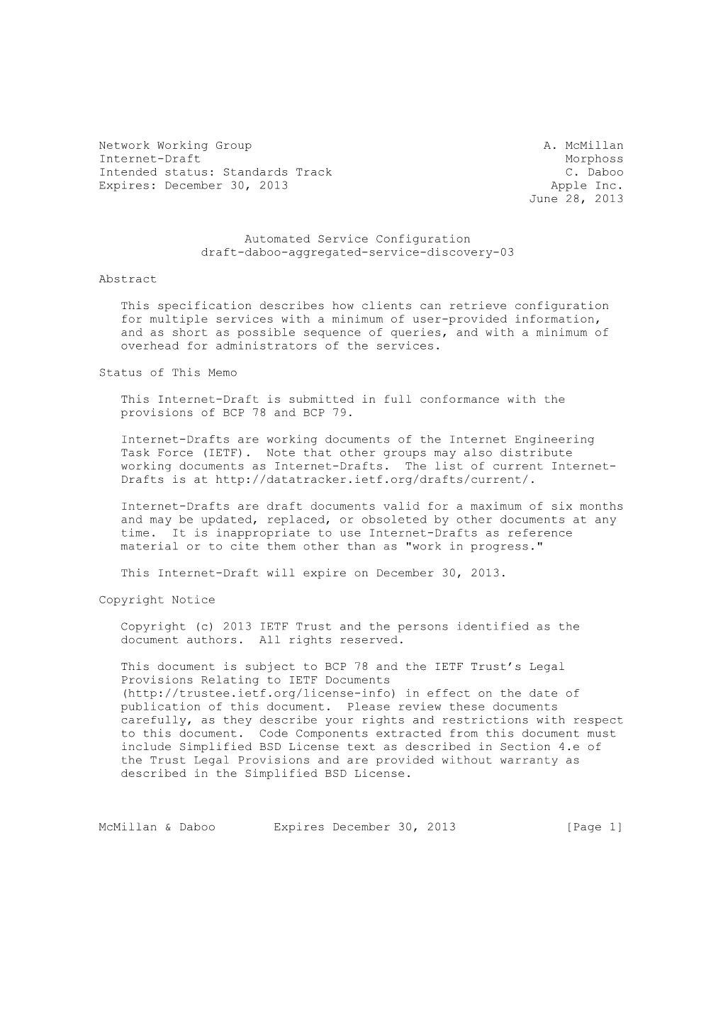 Network Working Group A. Mcmillan Internet-Draft Morphoss Intended Status: Standards Track C