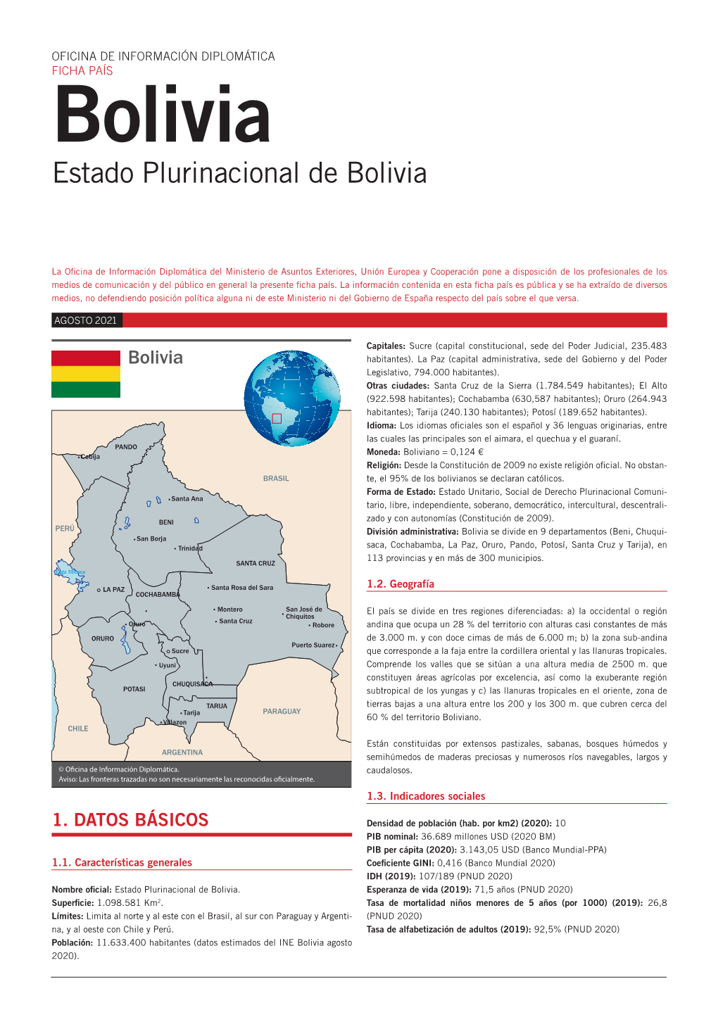 FICHA PAÍS Bolivia Estado Plurinacional De Bolivia