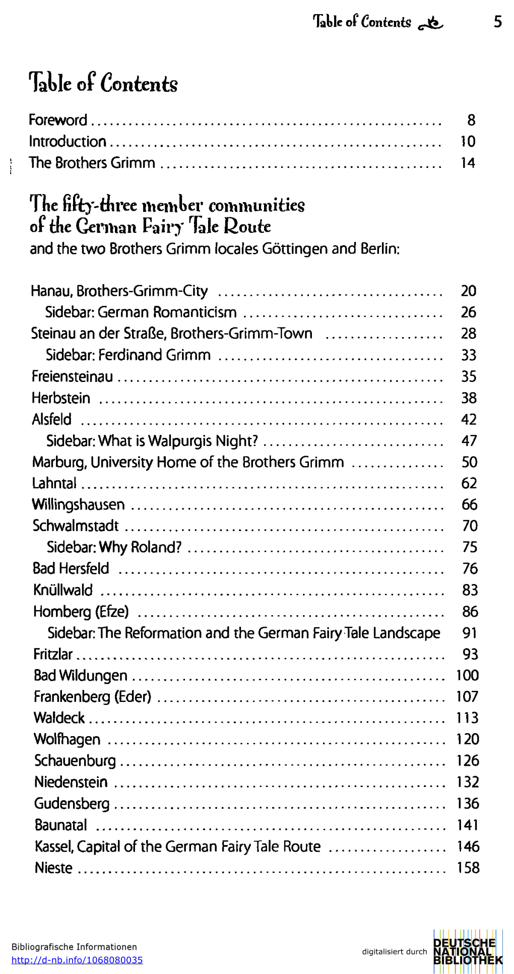 Table of Contents Foreword 8 Introduction 10 the Brothers Grimm