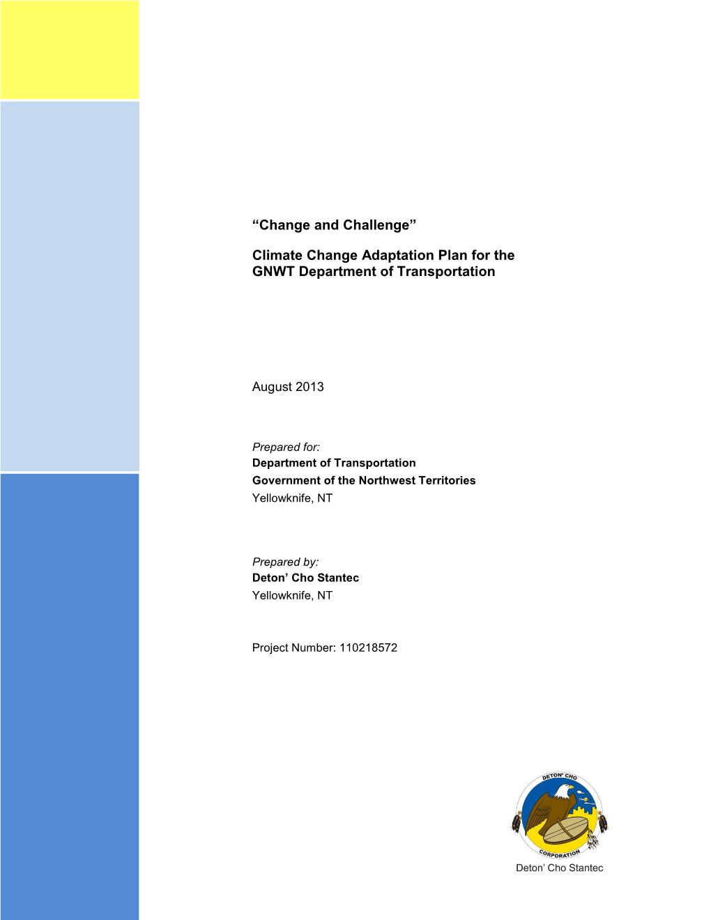 Climate Change Adaptation Plan for the GNWT Department of Transportation