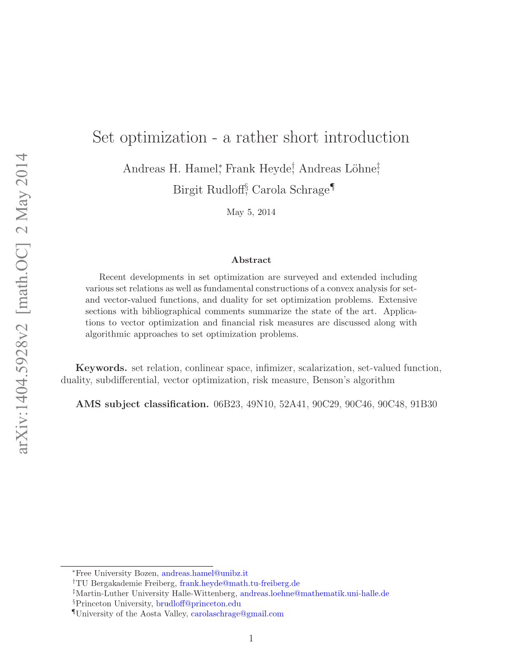 Set Optimization-A Rather Short Introduction