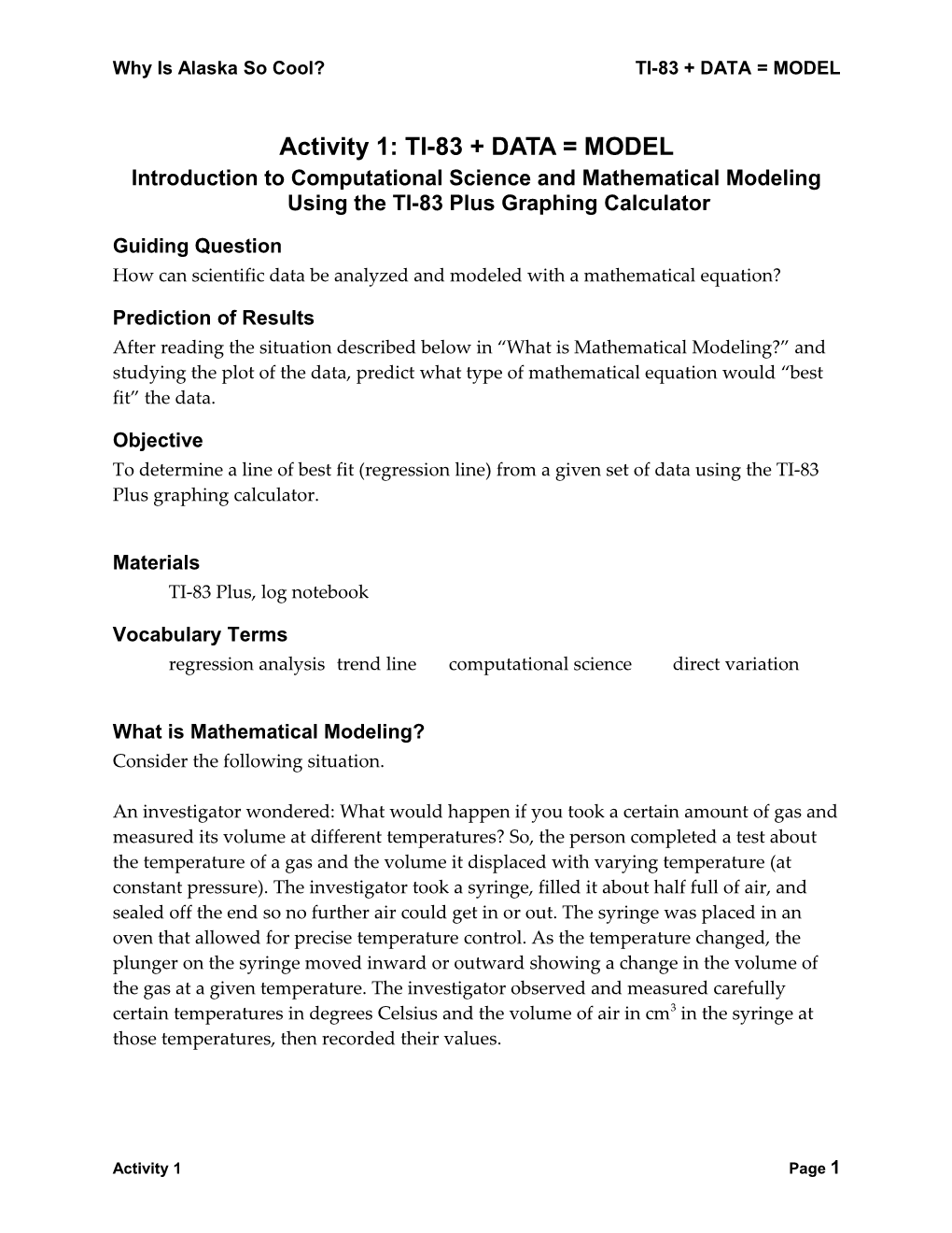 Regression Analysis With The TI-83 Plus