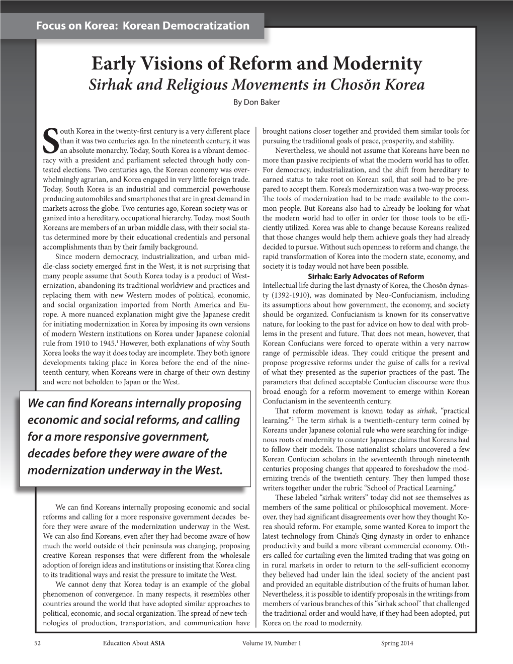 Early Visions of Reform and Modernity Sirhak and Religious Movements in Chosŏn Korea by Don Baker