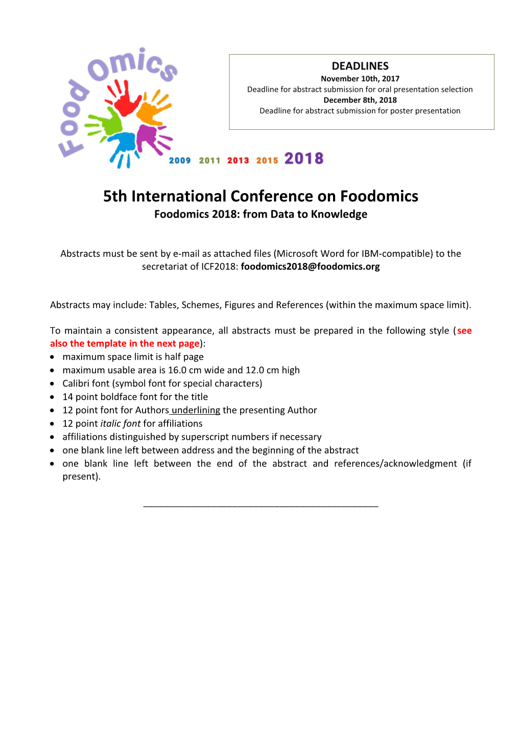 Foodomics 2018: from Data to Knowledge