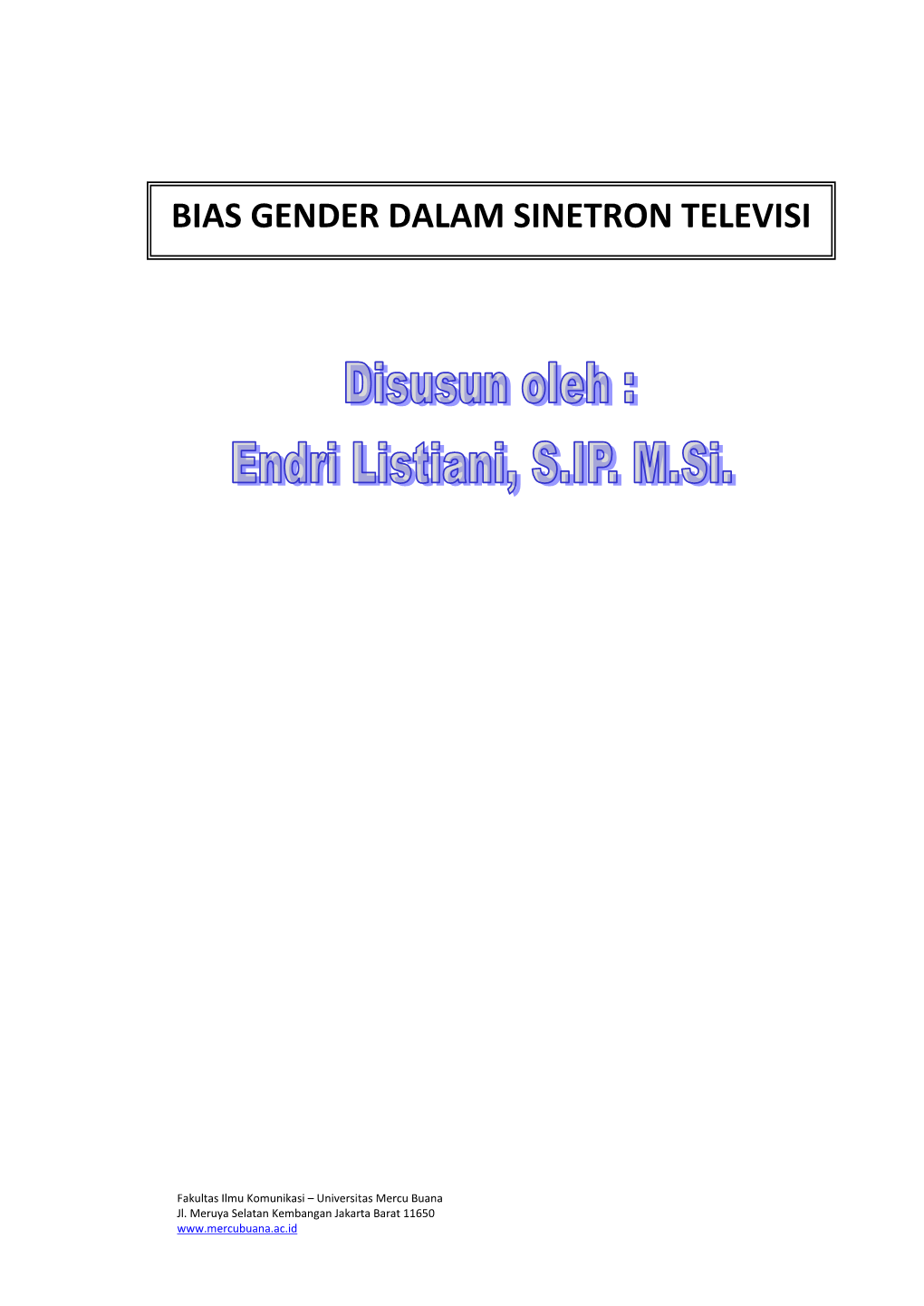 Bias Gender Dalam Sinetron Televisi