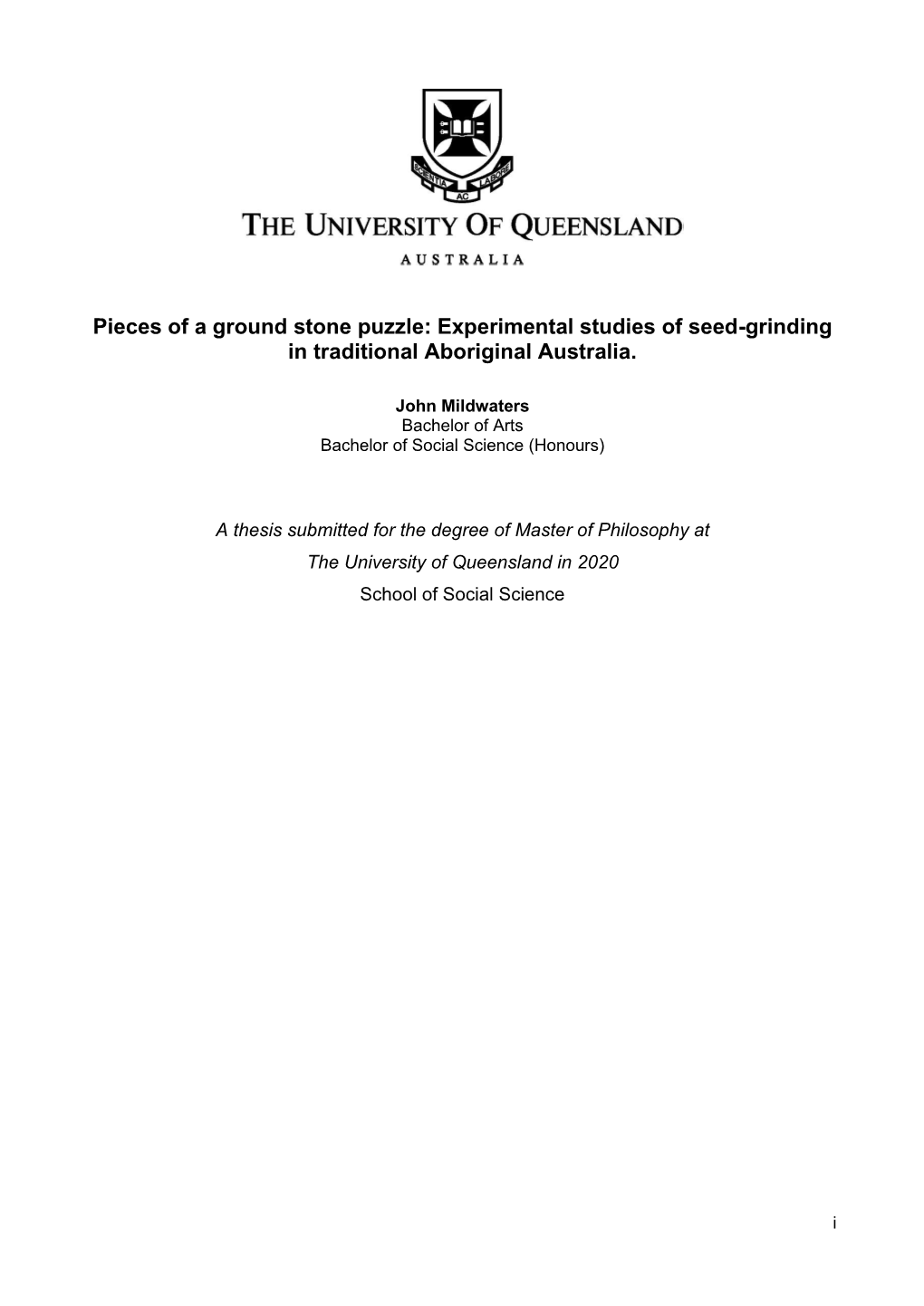 Experimental Studies of Seed-Grinding in Traditional Aboriginal Australia