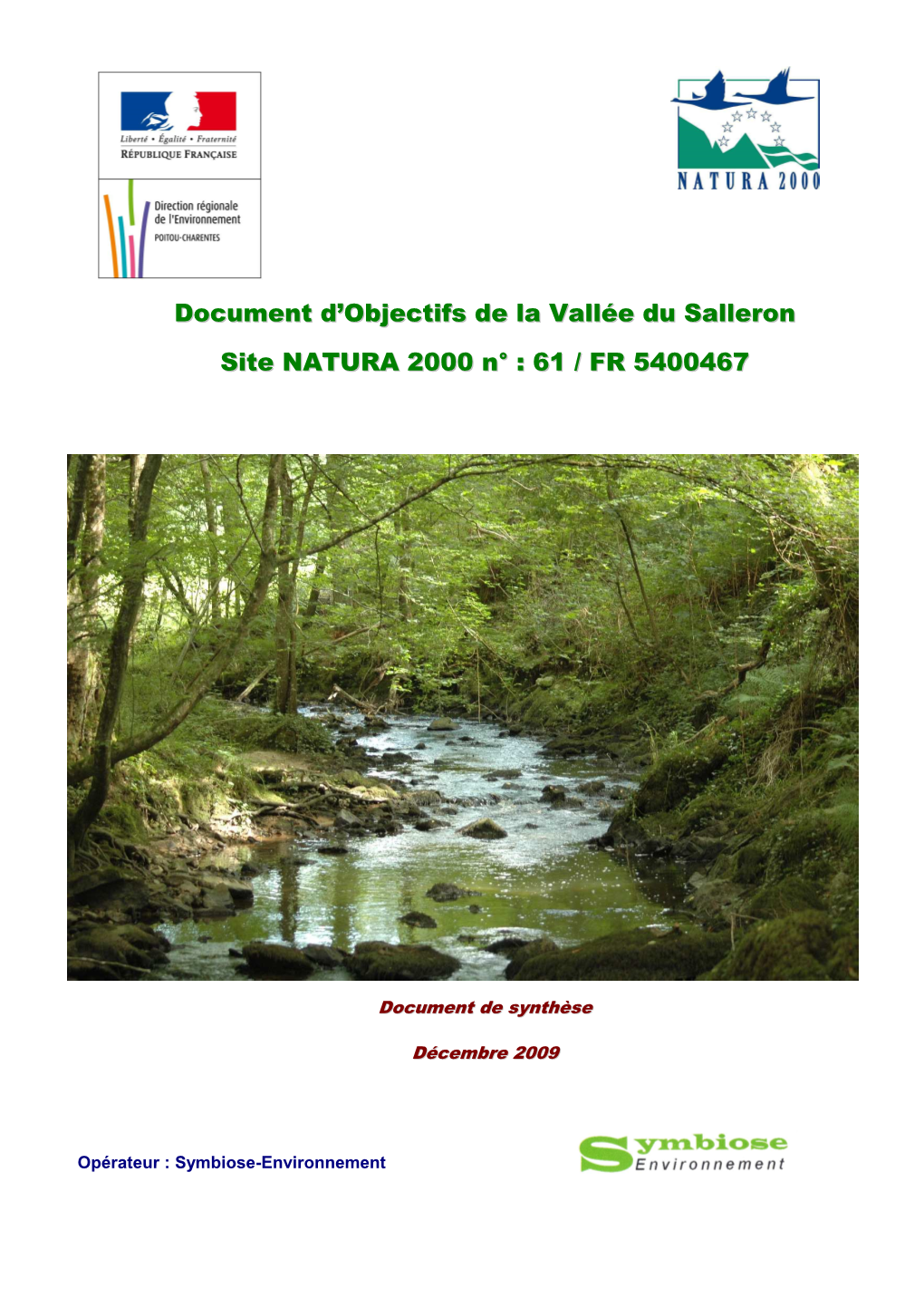 Document D'objectifs De La Vallée Du Salleron Site NATURA 2000 N