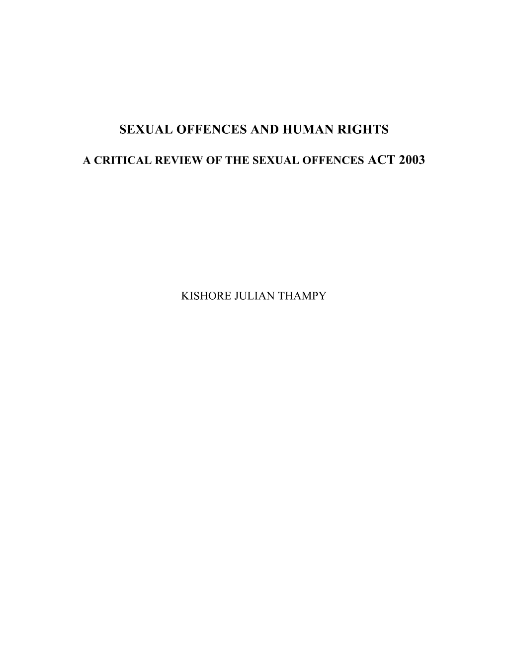 Sexual Offences and Human Rights