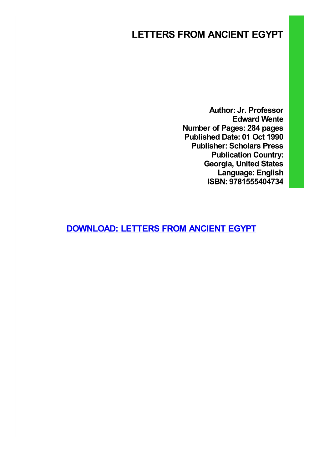 Read Book Letters from Ancient Egypt Ebook, Epub