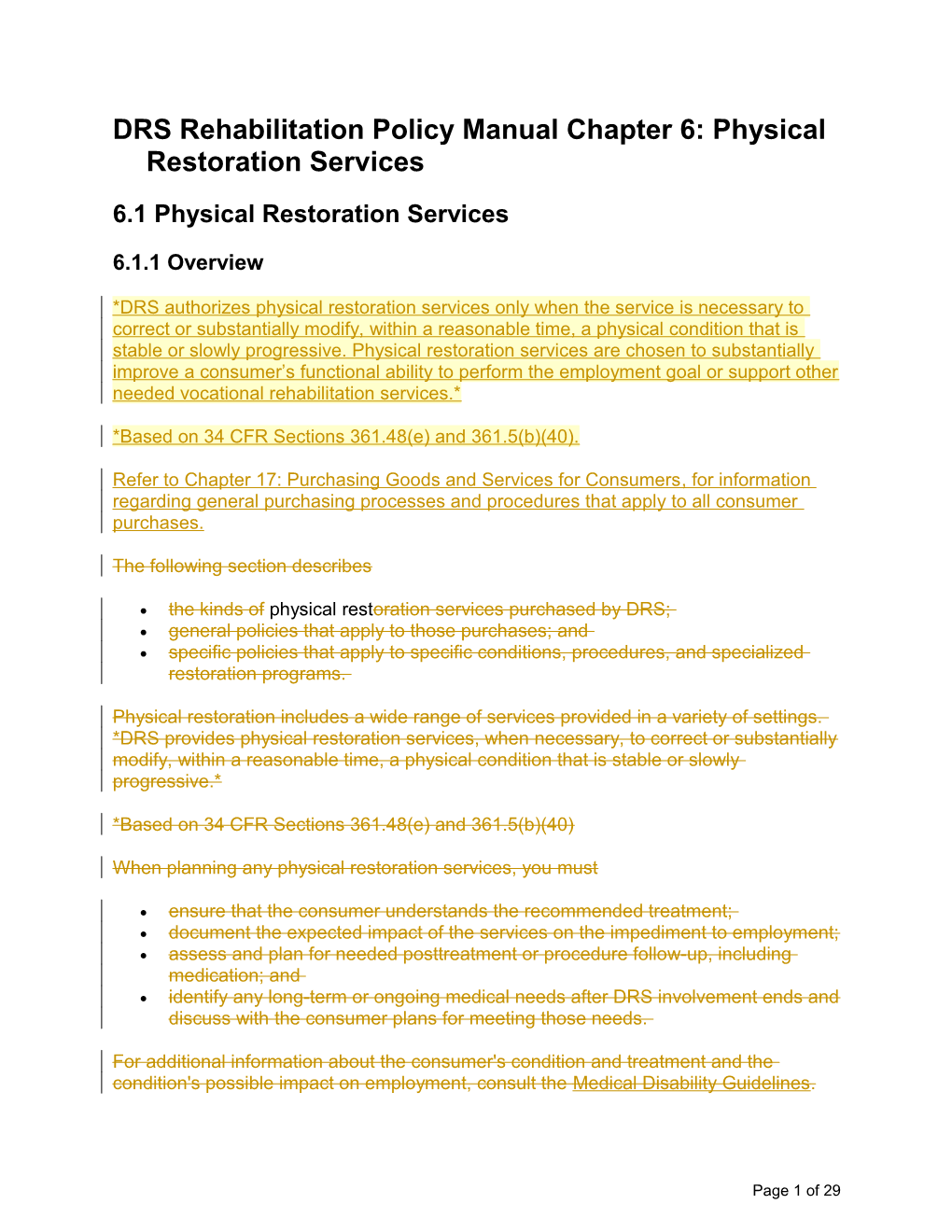 DRS RPM Chapter 6 Revisions, July 2016