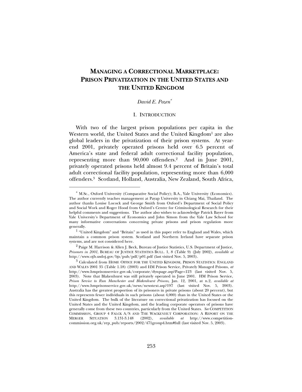 Managing a Correctional Marketplace: Prison Privatization in the United States and the United Kingdom